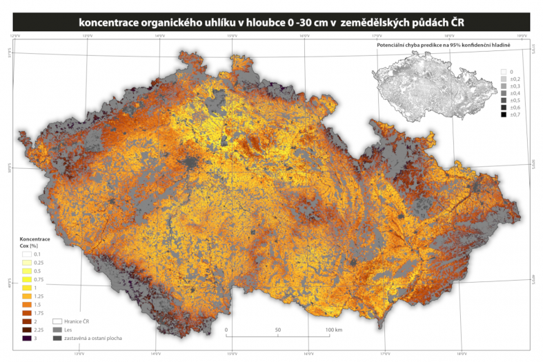 Mapa koncentrace organického uhlíku v ornici zem. půd.png