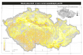 Mapa zastoupení písku (částice od 0,05 do 2 mm) v ornici zem. půd.png