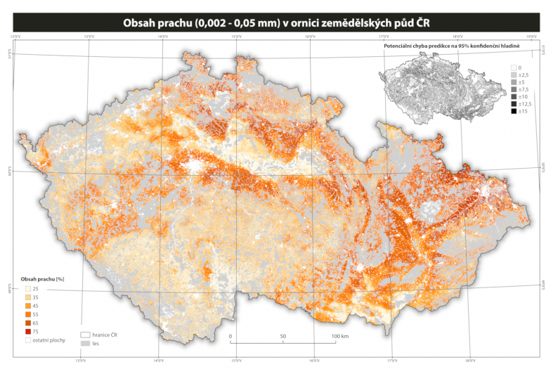 Mapa zastoupení prachu (od 0,002 do 0,05 mm) v ornici zem. půd.png